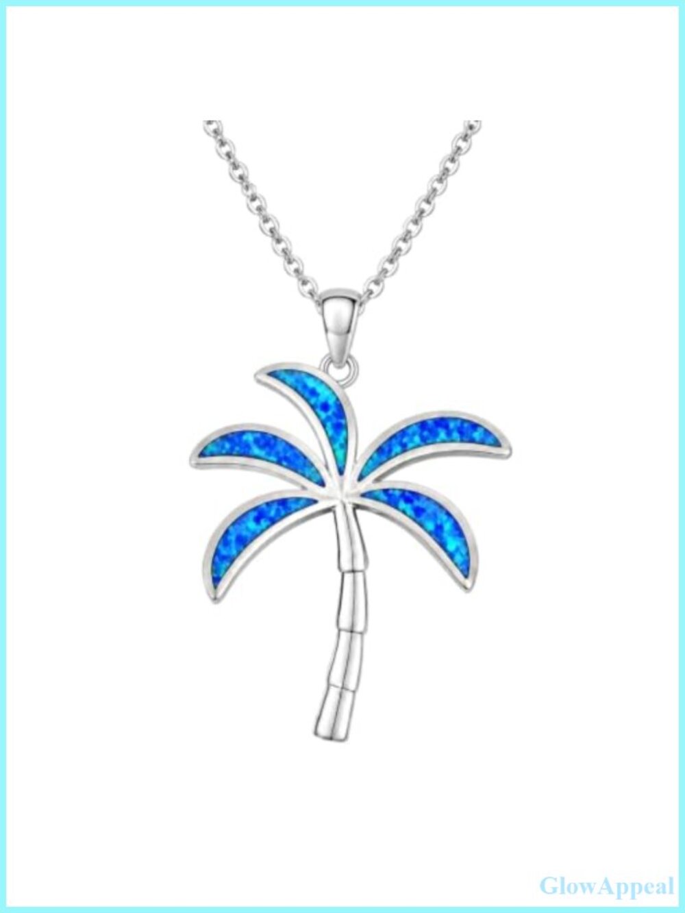 LONAGO 925 Sterling Silver Palm Tree Necklace Adjustable 18-20"